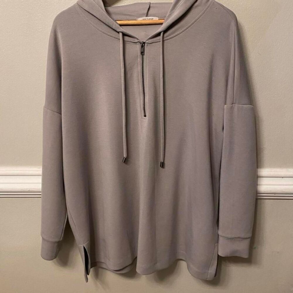 Cable-gauge Women's Grey and Cream Hoodie